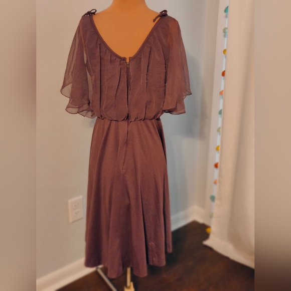 floaty  fairy dress chiffon shoulder cape Spring  shoulder bows slinky vintage - Picture 6 of 6